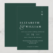 Invitation Emerald Green Moderne Élégant Mariage Monogramme (Devant / Derrière)