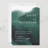Invitation Emerald Green Moderne Mariage aquarelle (Devant)