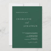 Invitation Emerald Green Moderne Minimal QR Code Mariage (Devant)