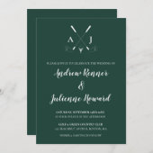 Invitation Emerald Green Moderne minimaliste Golf Mariage Inv (Devant / Derrière)