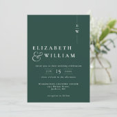 Invitation Emerald Green Modernisme Monogramme Mariage QR Cod (Debout devant)