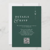 Invitation Emerald Green Modernisme Monogramme Mariage QR Cod (Dos)
