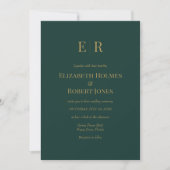 Invitation Emerald Green Monogram Mariage photo personnalisé (Devant)