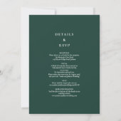 Invitation Emerald Green Monogramme simple tout en un Mariage (Dos)
