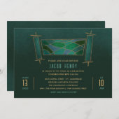 Invitation Emerald Green Mosaic Torah Scroll Bar/Bat mitzvah (Devant / Derrière)