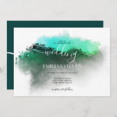 Invitation Emerald Green Mountains Mariage paysager (Devant / Derrière)