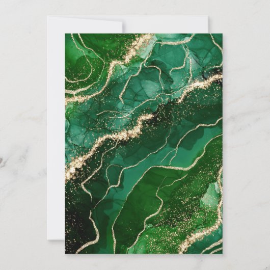 Invitation Emerald Green Navy Blue Gold Agate Mariage (Dos)