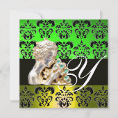 INVITATION EMERALD GREEN, NOIR, BLANC DOMMASK MONOGRAMME DE B (Devant)