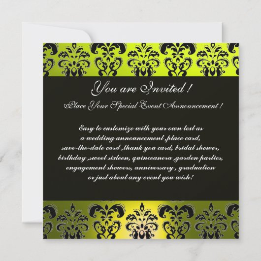 INVITATION EMERALD GREEN, NOIR, BLANC DOMMASK MONOGRAMME DE B (Dos)