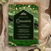 Invitation Emerald Green Or Agate Marbre Arche Quinceanera