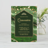 Invitation Emerald Green Or Agate Marbre Arche Quinceanera (Debout devant)