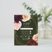 Invitation Emerald Green Or moderne Dark Floral Wedding RSVP (Debout devant)