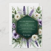 Invitation Emerald Green Organic Meadow Wedding (Devant / Derrière)