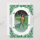 Invitation Emerald Green Parties scintillant argenté Floral Q (Dos)