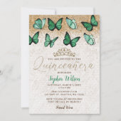 Invitation Emerald Green Parties scintillant Butterfly Quince (Devant)