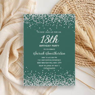 Invitation Emerald Green Parties scintillant diamant d'argent