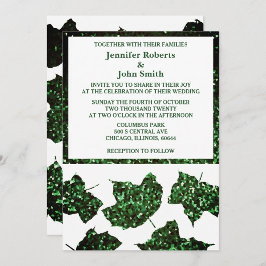 Invitation Emerald Green Parties scintillant laisse un mariag (Devant / Derrière)