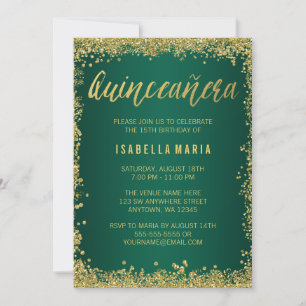 Invitation Emerald Green Parties scintillant or Quinceanera 1