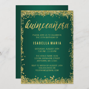 Invitation Emerald Green Parties scintillant or Quinceanera 1