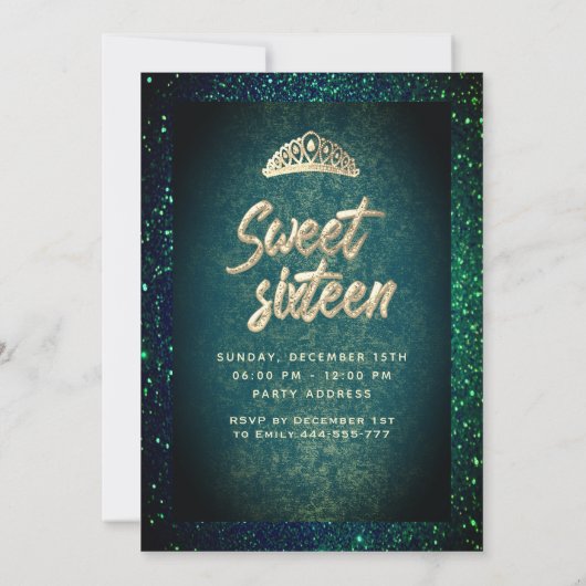 Invitation Emerald Green parties scintillant Robe or tiara Sw (Dos)
