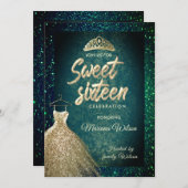 Invitation Emerald Green parties scintillant Robe or tiara Sw (Devant / Derrière)