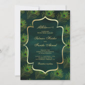 Invitation Emerald Green Peacock plumes Mariage musulman (Devant)
