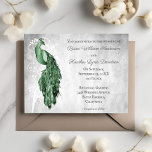 Invitation Emerald Green Peacock White Botanical Mariage<br><div class="desc">Annoncez votre journée spéciale dans un style exquis avec ce Faire-part de mariage botanique vert émeraude Peacock blanc. Présentant une illustration de paon royal nichée au milieu d'élégants feuillages blancs et de botaniques luxueux, ce design est parfait pour un thème mariage sophistiqué et unique. Elégant script souligne les noms de...</div>