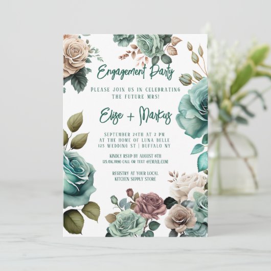 Invitation Emerald Green Peony (Debout devant)