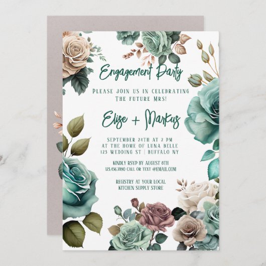 Invitation Emerald Green Peony (Devant / Derrière)