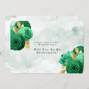 Invitation Emerald Green Peony Gold Serez-Vous Ma Femme D'Acc