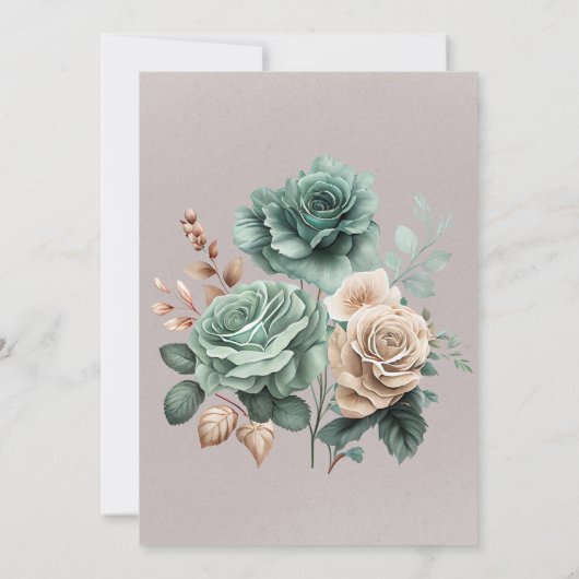 Invitation Emerald Green Peony Mariage Couples Douche (Dos)