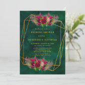 Invitation Emerald Green Peony Rose Wedding shower (Debout devant)