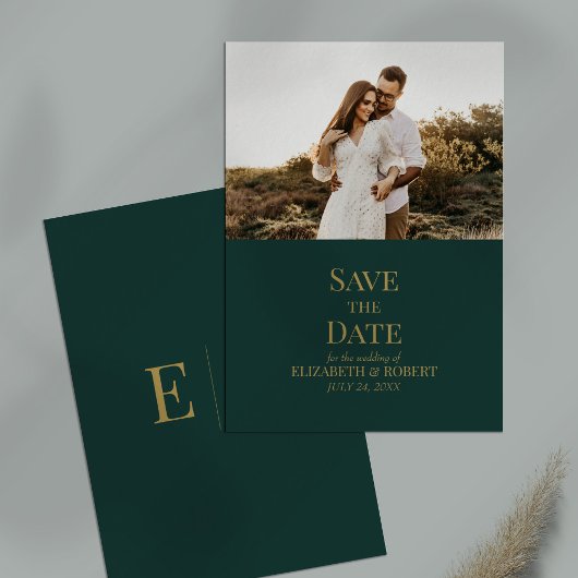 Invitation Emerald Green Photo personnalisée Enregistrer la c