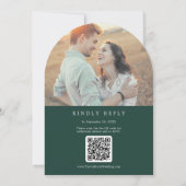 Invitation Emerald Green Photo QR Code Boho Arch Mariage (Dos)