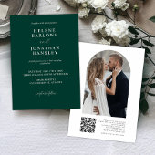 Invitation Emerald Green Photo QR Code Mariage