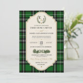 Invitation Emerald Green Plaid Elegant Scottish (Debout devant)