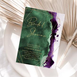 Invitation Emerald Green & Plum Purple Fête des mariées Invit