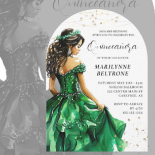 Invitation Emerald Green Princess Quinceañera