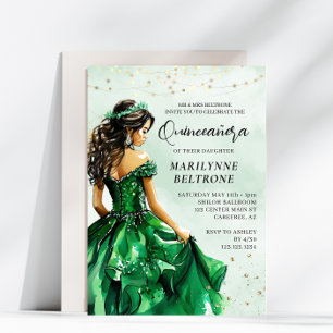 Invitation Emerald Green Princess Quinceañera