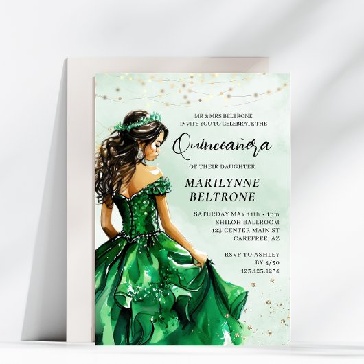 Invitation Emerald Green Princess Quinceañera