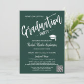 Invitation Emerald Green QR Code Photo Graduation Party (Debout devant)