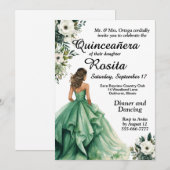 Invitation Emerald Green Quinceanera (Devant / Derrière)
