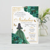 Invitation Emerald Green Quinceanera Anniversaire Invitati (Debout devant)