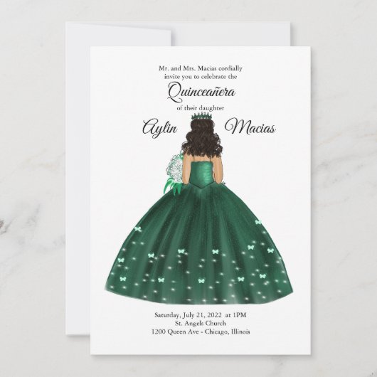 Invitation Emerald Green Quinceanera Gown   (Devant)