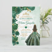 Invitation Emerald Green Quinceañera mexicain 16e papillon (Debout devant)