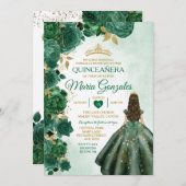 Invitation Emerald Green Quinceañera mexicain 16e papillon (Devant / Derrière)