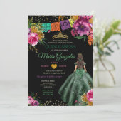 Invitation Emerald Green Quinceañera mexicain 16e papillon (Debout devant)