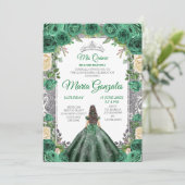 Invitation Emerald Green Quinceanera Parties scintillant de c (Debout devant)