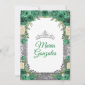 Invitation Emerald Green Quinceanera Parties scintillant de c (Dos)