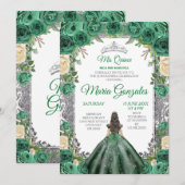 Invitation Emerald Green Quinceanera Parties scintillant de c (Devant / Derrière)